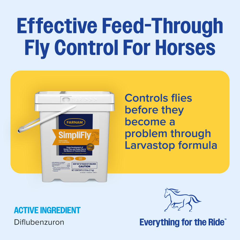 SimpliFly bucket with effective feed-through fly control benefits listed