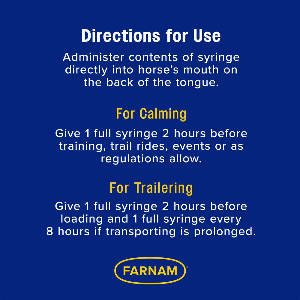 Administer contents of syringe directly into horse's mouth