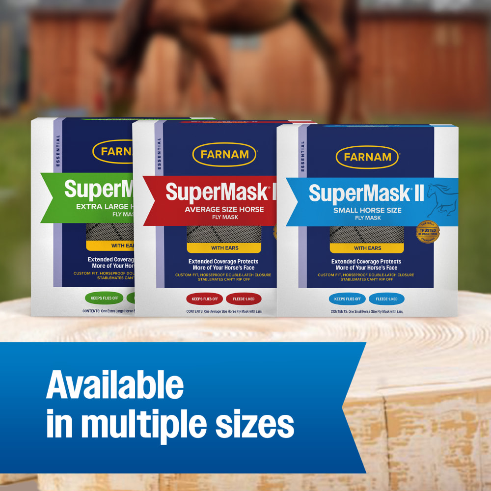 SuperMask II with ears displayed in Extra Large, Average, and Small sizes