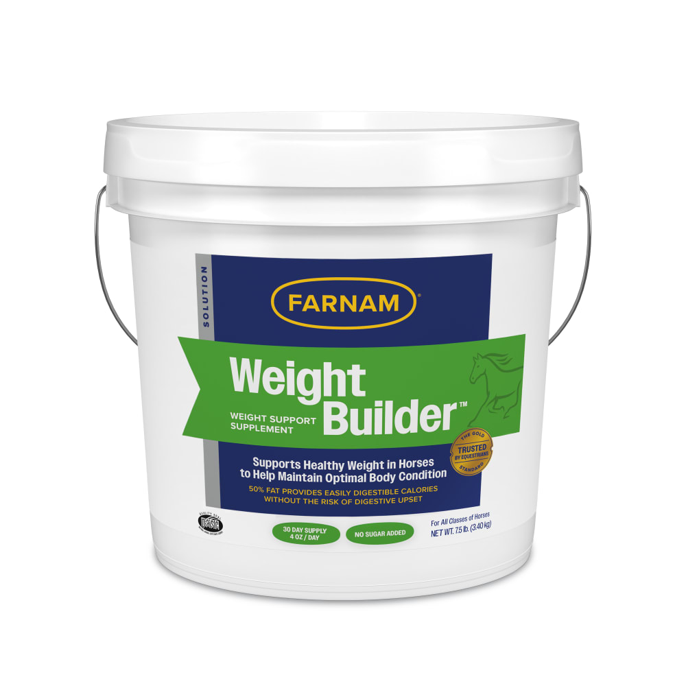 Retail package for weight builder equine weight supplement