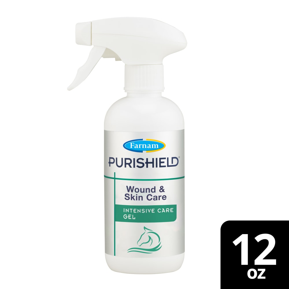 Closeup of Purishield intensive care gel in twelve ounce spray bottle