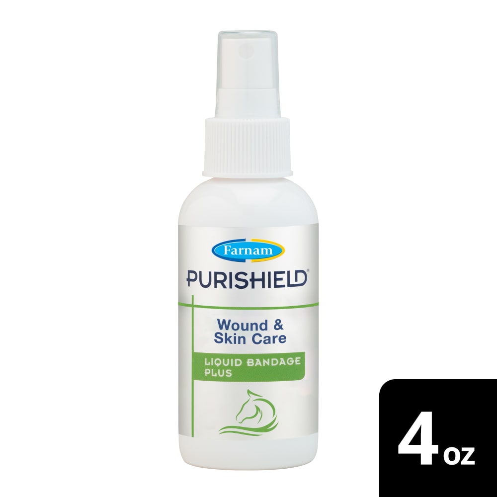 Closeup of Purishield liquid bandage plus in four ounce spray bottle