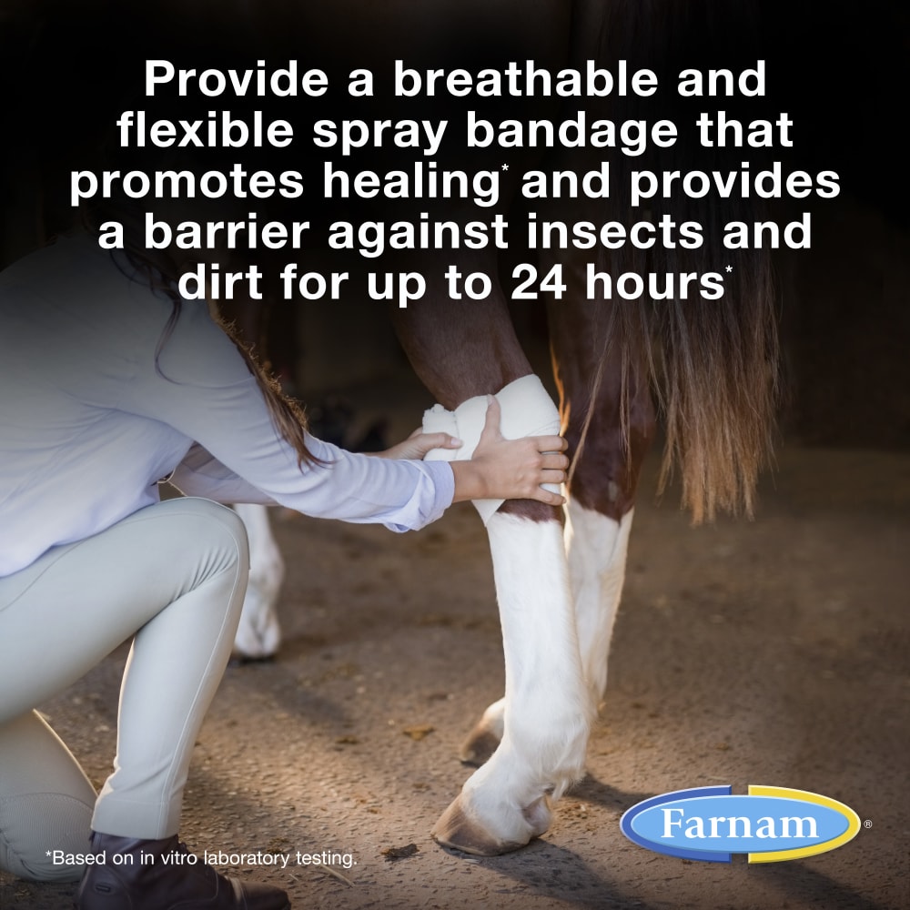 Breathable and flexible spray bandage that promotes healing and provides a barrier for 24 hours