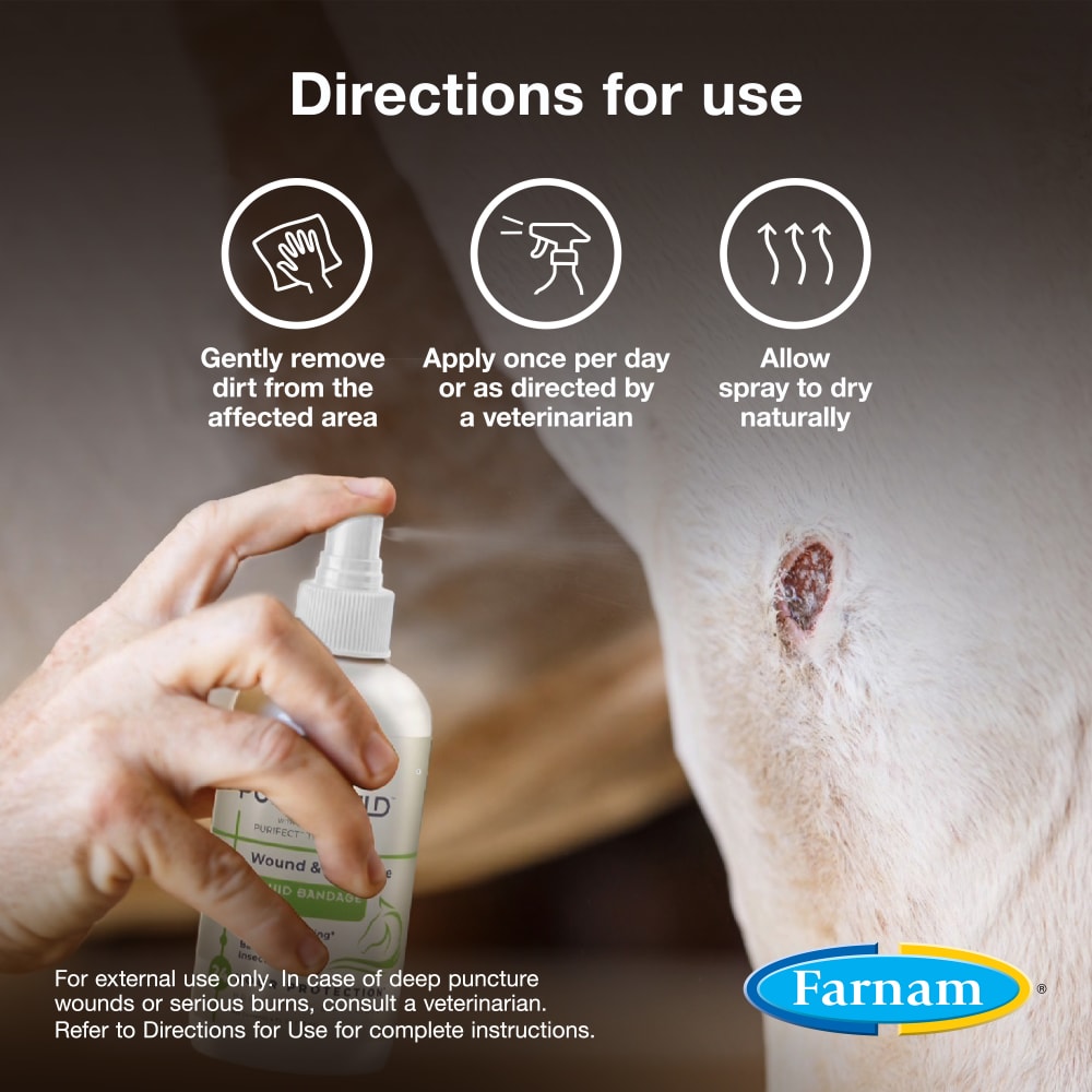 Purishield liquid bandage plus only needs one application per day or as directed by veterinarian