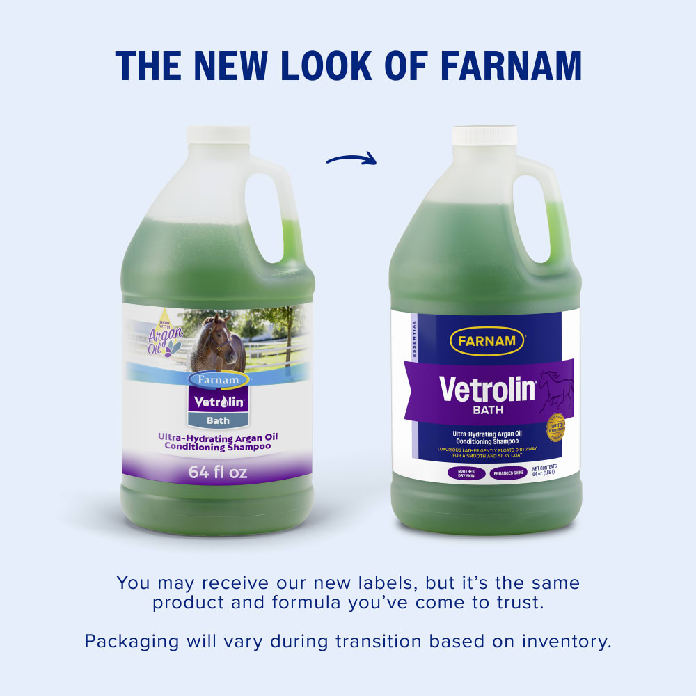 Cleaned up packaging for farnam vetrolin shine high luster coat polish and detangler spray