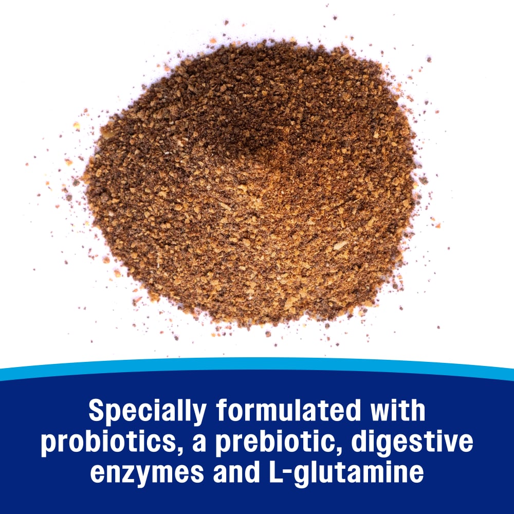 Specially formulated with probiotics, a prebiotic, digestive enzymes and L-glutamine