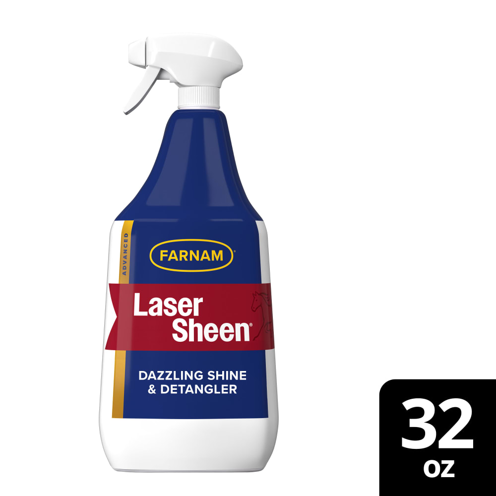 Cleaned up retail packaging for farnam laser sheen dazzling shine and detangler for horses