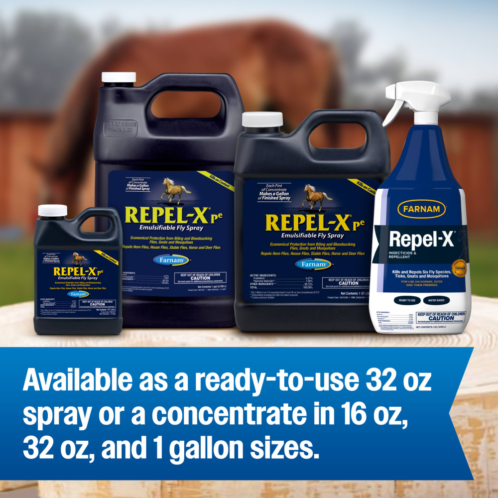 Repel-X available in 16 oz, 32 oz, 1 gallon concentrate and 32 oz ready-to-use