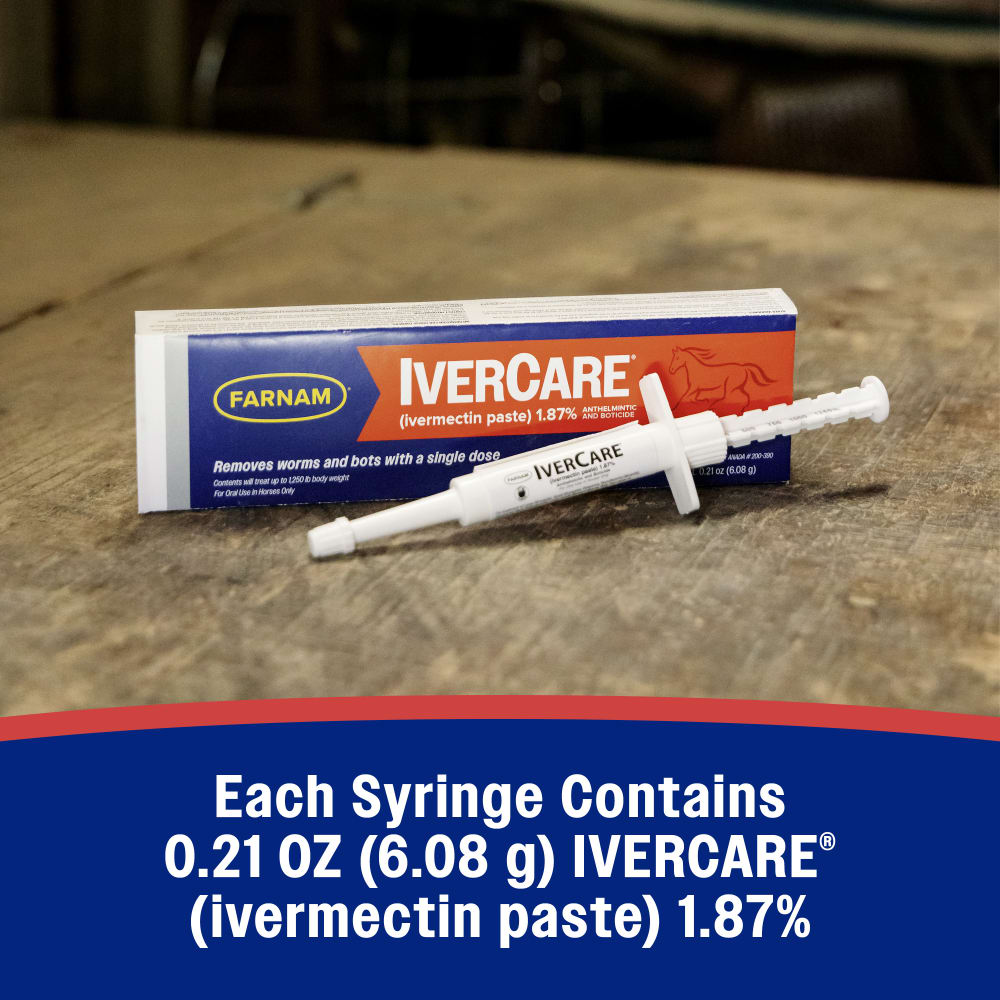Each syringe contains 0.21 ivermectin paste 1.87%