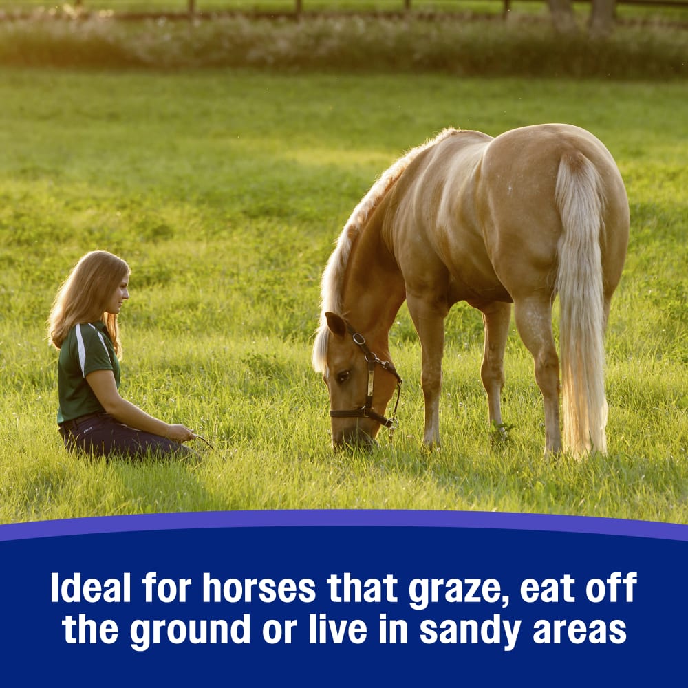 Ideal for horses that graze or eat off the ground or live in sandy areas