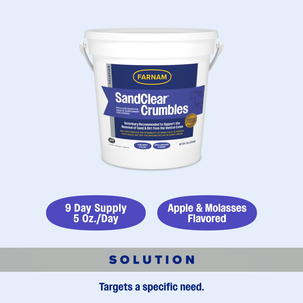 Sandclear crumbles 3 pounds is a 9 day supply and apple and molasses flavored