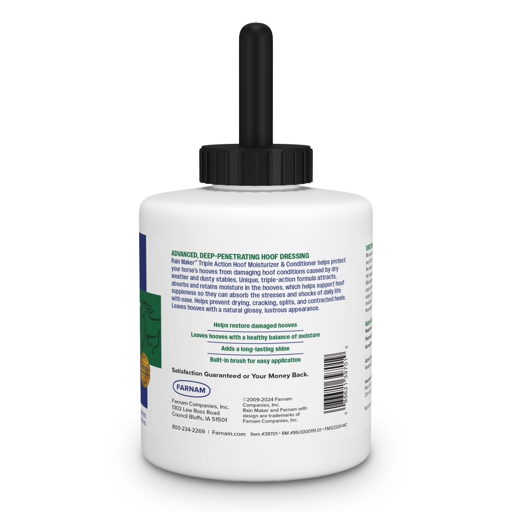 Back of package for Farnam Rain Maker Hoof Moisturizer & Conditioner